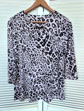 Dana Buchman Leopard Print Tunic Blouse Size Medium